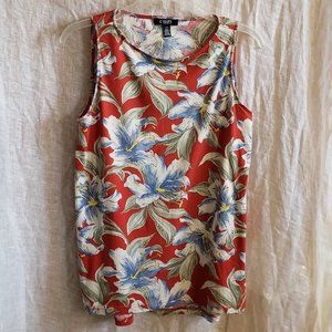 tropical print sleeveless top